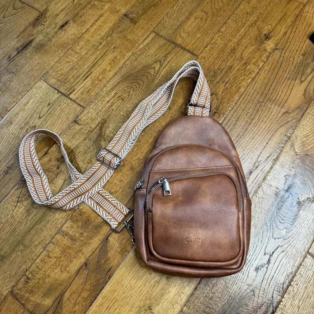 CLUCI Crossbody Bags Leather Sling Bag Cross Body Backpack Brown